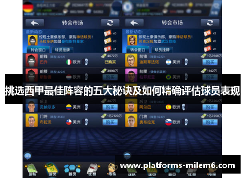 挑选西甲最佳阵容的五大秘诀及如何精确评估球员表现