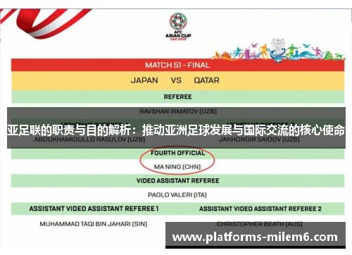 亚足联的职责与目的解析：推动亚洲足球发展与国际交流的核心使命