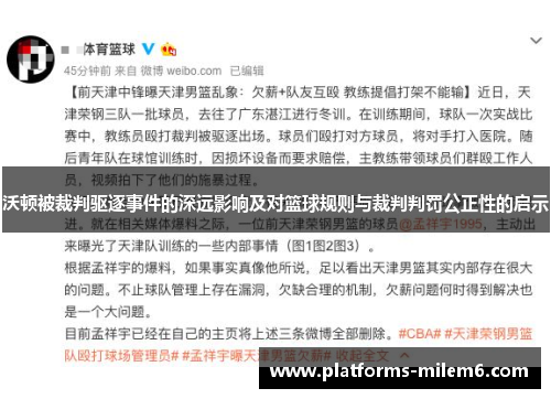 沃顿被裁判驱逐事件的深远影响及对篮球规则与裁判判罚公正性的启示